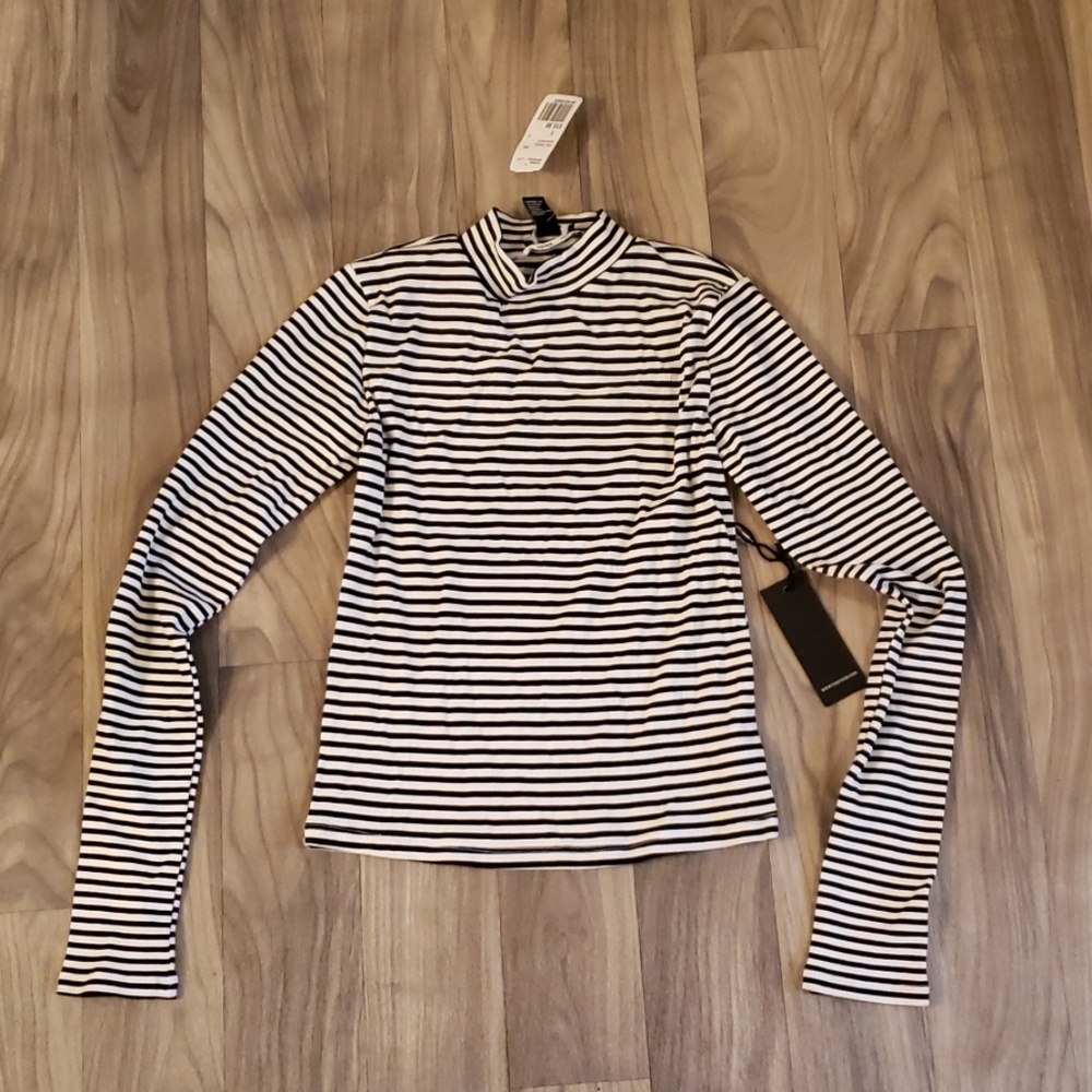 Striped mock neck